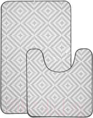 Изображение товара Набор ковриков для ванной и туалета Вилина Ромбы / 7060-22003 (50x85, 50x52, серый)