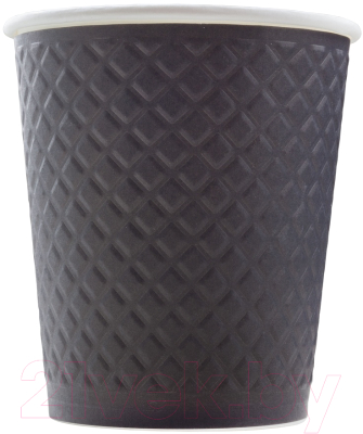 Набор бумажных стаканов Паксервис 250мл / DW80-280 (500шт, вафельный черный)