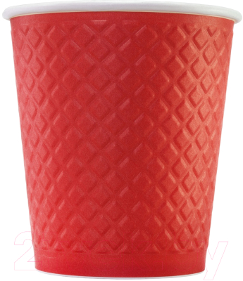 Набор бумажных стаканов Паксервис 250мл / EM80-280 (500шт, вафельный красный)
