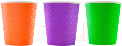 Набор бумажных стаканов Паксервис 250мл / EM80-280 (500шт, вафельный разноцветный)
