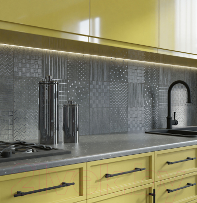Декоративная плитка Axima Адажио матовый орнамент микс декор (200x200, серый)