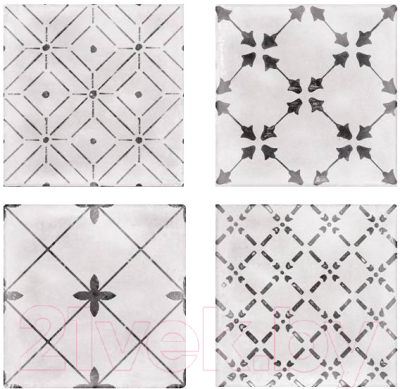 Декоративная плитка Axima Джаз глянцевый орнамент микс декор (200x200)