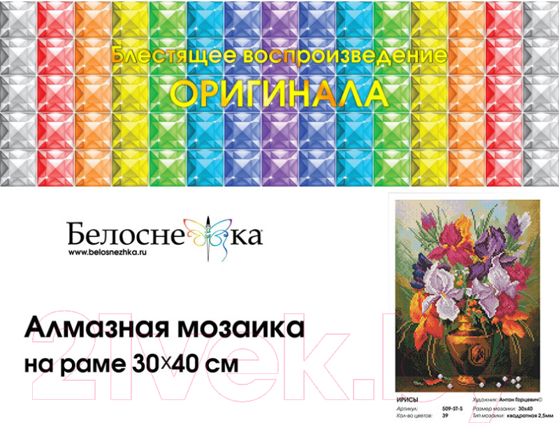 Набор алмазной вышивки БЕЛОСНЕЖКА Ирисы / 509-ST-S