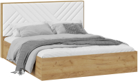 Двуспальная кровать ТриЯ Хилтон универсальная тип 1 с ПМ 160x200 (дуб крафт золотой/белый) - 