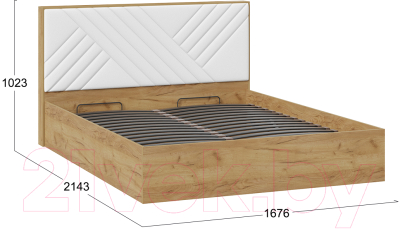 Двуспальная кровать ТриЯ Хилтон универсальная тип 1 с ПМ 160x200 (дуб крафт золотой/белый)