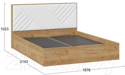 Двуспальная кровать ТриЯ Хилтон универсальная тип 1 160x200 (дуб крафт золотой/белый)