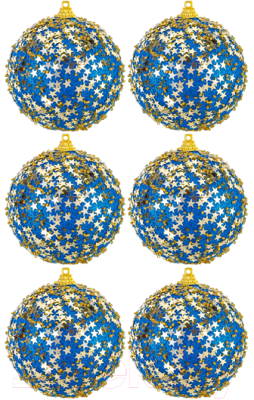 Набор шаров новогодних Elan Gallery Звезды / 970096 (6шт, синий)