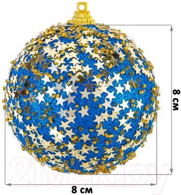 Набор шаров новогодних Elan Gallery Звезды / 970096 (6шт, синий)