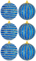 Набор шаров новогодних Elan Gallery Полоски / 970099 (6шт, синий) - 