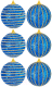 Набор шаров новогодних Elan Gallery Полоски / 970099 (6шт, синий) - 