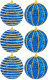 Набор шаров новогодних Elan Gallery Полоски / 970100 (6шт, синий) - 