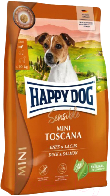 Сухой корм для собак Happy Dog Mini Toscana. Утка и лосось / 61236 (800г)