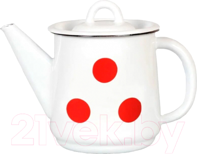 Чайник СтальЭмаль Красный горох 1с202с (белый)