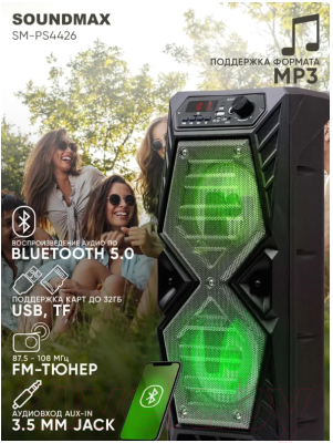Портативная колонка SoundMax SM-PS4426 (черный)