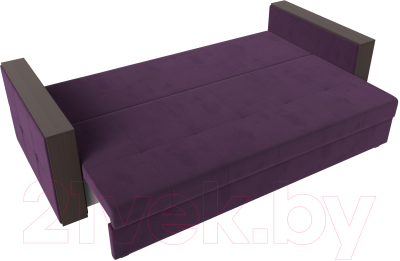 Диван Лига Диванов Валенсия Лайт (велюр фиолетовый/подушки фиолетовый/черный)