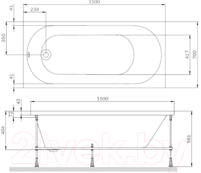 Ванна акриловая AM.PM X-Joy 150x70 / W94A-150-070W-A1