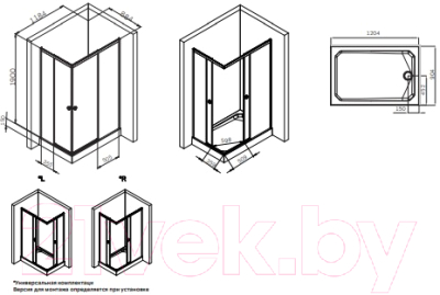 Душевой уголок AM.PM X-Joy Square Slide 120x90 / W94G-403-12090-ВТ (черный/прозрачное стекло)