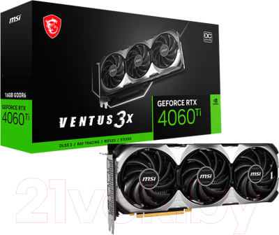 Видеокарта MSI GeForce RTX 4060 Ti Ventus 3X 16G OC