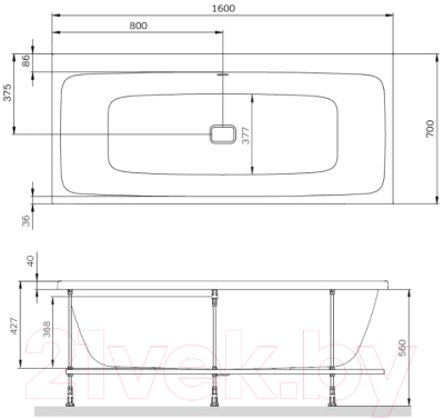 Ванна акриловая AM.PM Func 160x70 / W84A-160-070W-A