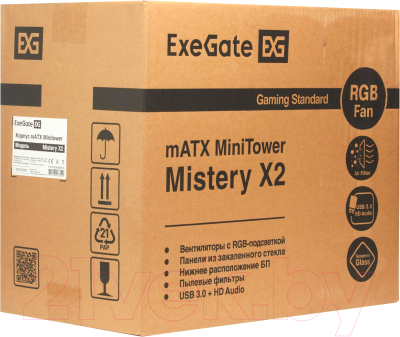Корпус для компьютера ExeGate Mistery X2 / EX294382RUS (черный, без БП)