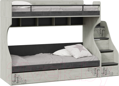 Двухъярусная кровать ТриЯ Оксфорд-2 СМ-399.11.012 (матера/дуб крафт белый с рисунком)