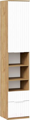 Шкаф-пенал ТриЯ Хилтон комбинированный с 1 дверью и 2 ящиками исп.2 (дуб крафт золотой/белый матовый)