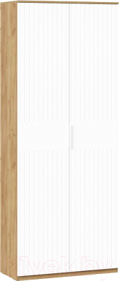 Шкаф ТриЯ Хилтон комбинированный с 2 дверьми исп.2 (дуб крафт золотой/белый матовый)