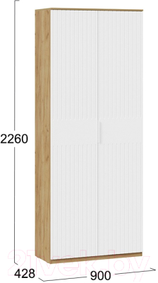 Шкаф ТриЯ Хилтон комбинированный с 2 дверьми исп.2 (дуб крафт золотой/белый матовый)