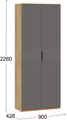 Шкаф ТриЯ Хилтон комбинированный с 2 дверьми исп.2 (дуб крафт золотой/графит матовый)