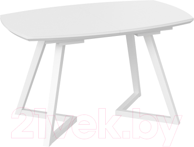Обеденный стол ТриЯ Tesca 2 (белый матовый/стекло белый матовый)