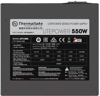Блок питания для компьютера Thermaltake Litepower LT-550P 550W / PS-LTP-0550NPCNEU-2