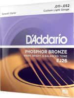 Струны для акустической гитары D'Addario EJ26 Custom Light 11-52 (фосфор/бронза) - 