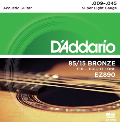 

Струны для акустической гитары D'Addario, EZ890 Super Light 9-45