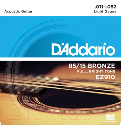 Струны для акустической гитары D'Addario EZ910 Light 11-52