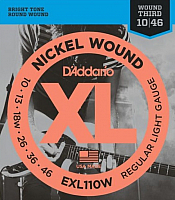 Струны для электрогитары D'Addario EXL110W Regular Light Wound 10-46 (никель) - 