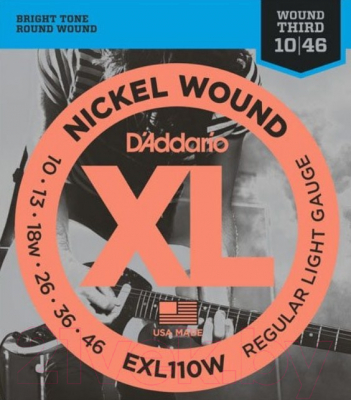 Струны для электрогитары D'Addario EXL110W Regular Light Wound 10-46 (никель)