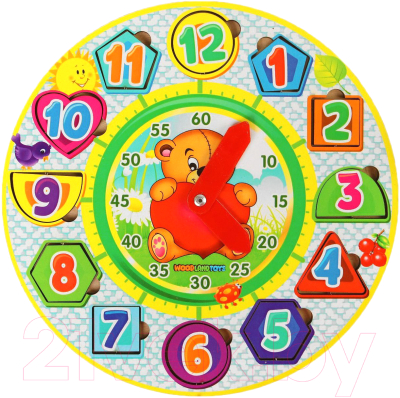 Развивающая игрушка WoodLand Toys Часы-вкладыши 1 / 094201