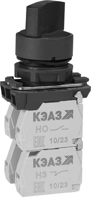 Переключатель КЭАЗ КПЕ2122Р-черный-2но+2нз-ручка-фикс-3поз-IP40 / 311138 -