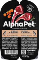 Влажный корм для собак AlphaPet Wow Superpremium Ягненок и тушеная морковь / 211013 (100г) - 