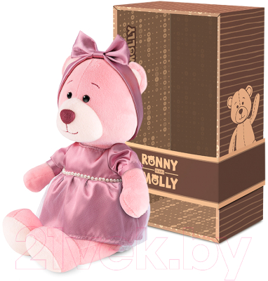 Мягкая игрушка Ronny & Molly Мишка Молли в лиловом платье с бусинками / RM-M020-21