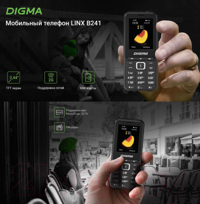 Мобильный телефон Digma Linx A241 (серый)