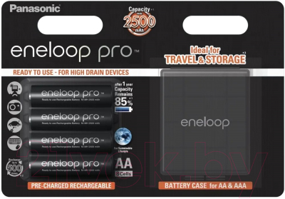 Комплект аккумуляторов Panasonic Eneloop Pro AA 2450 4BP (BK-3HCDEC4BE)