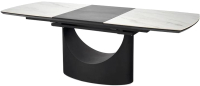 Обеденный стол Halmar Osman 160-220x90x77 (белый мрамор/черный) - 