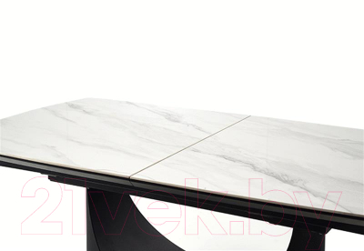 Обеденный стол Halmar Osman 160-220x90x77 (белый мрамор/черный)