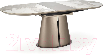 Обеденный стол Halmar Robinson 160-200x90x76 (бежевый мрамор/капучино/черный)