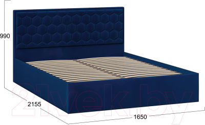 Двуспальная кровать ТриЯ Порто универсальная 160x200 (велюр Confetti Blue)