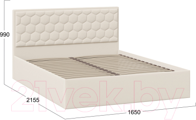 Двуспальная кровать ТриЯ Порто универсальная 160x200 (велюр Confetti Cream)