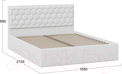 Двуспальная кровать ТриЯ Порто универсальная 160x200 (экокожа белый Polo)