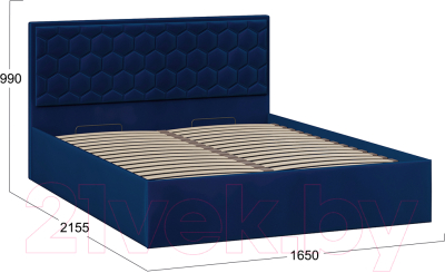 Двуспальная кровать ТриЯ Порто универсальная с ПМ 160x200 (велюр Confetti Blue)