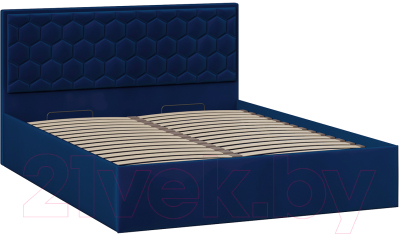 Двуспальная кровать ТриЯ Порто универсальная с ПМ 160x200 (велюр Confetti Blue)